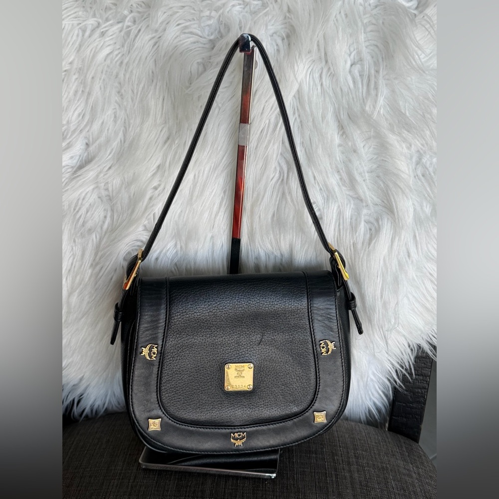 Black Leather Shoulder Bag mini